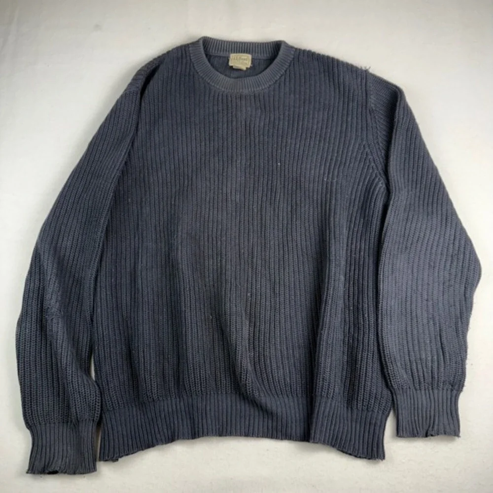LL Bean Men's Cotton Crewneck‎ Pullover Sweater Dark Gray XL Regular